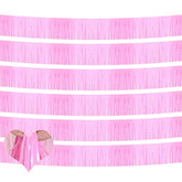 6 Pack 10 Feet Foil Fringe Garland Metallic Tinsel Banner Wall Hanging Curtain Streamers Backdrop For Parade Floats Bachelorette Wedding Birthday Party Thanksgiving Christmas Decorations(Pink)