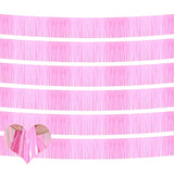 6 Pack 10 Feet Foil Fringe Garland Metallic Tinsel Banner Wall Hanging Curtain Streamers Backdrop For Parade Floats Bachelorette Wedding Birthday Party Thanksgiving Christmas Decorations(Pink)