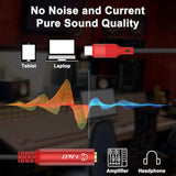 6.35Mm Trs Female To Usb C Stereo Audio Adapter Cable With Nylon Braiding For Amplifiers, Mixers, Home Theaters, 6.35Mm Headphones, Compatible With Iphone 15/16 Series, 1 Ft, Red