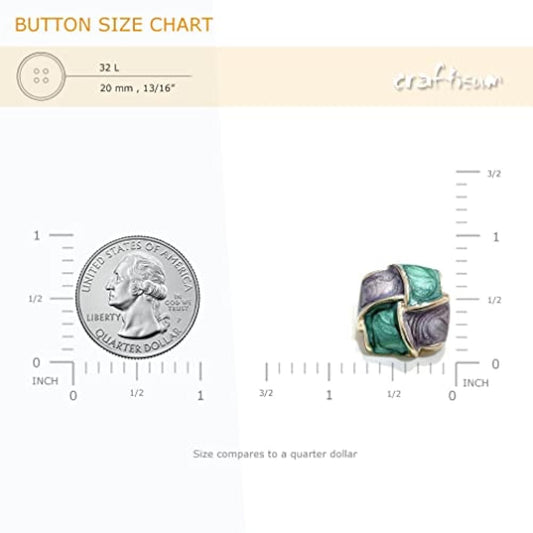 20 Pcs Curved Square Enamel Grids Metal Shank Sewing Coat Buttons -20M