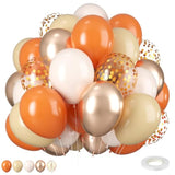 12 Inch Fall Balloons Set Orange Champagne Gold Metallic Balloons for Thanksgiving Party