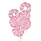 Sweet Candy Balloon Christmas Pink Lollipop Candy Cane Balloons 10 Pcs Set