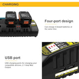 4-Port Battery Rapid Charger Dcb104 For Dewalt 12V Max, 20V Max, And Flexvolt 60V Max Lithium Ion Battery Charging Station (W/ 2 Usb Ports)