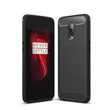 Oneplus 6T Carbon Fiber Shock Absorption Slim Case Compatible with Cellphone Black