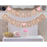 Sweet Baby Girl Burlap Banner, Rustic Baby Shower Decor, Photo Props (Pink)