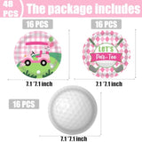 Lets Par-Tee Golf Disposable Paper Plates 48Pcs Pink Golf Birthday Party Supplies Golf Ball Dessert Plates Sport Party Tableware Decor For Girls Golf Theme Baby Shower Decorations