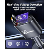 Retractable Car Charger,66W 4 In 1 Super Fast Charge Car Phone Charger,Retractable Cables (31.5 Inch) And 2 Usb Ports Car Charger Adapter For Iphone 15/14/13/12 Pro Max Xr,Ipad,Samsung,Pixel