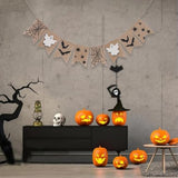 Halloween Burlap Garland Banner Ghost Spider Bat Icon Party Home Decor
