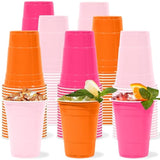 48Pcs Pink And Orange Plastic Cups Party Supplies Light Hot Pink Orange Plastic Cup 12Oz Disposable Cups For Wedding Birthday Bridal Baby Shower Summer Bachelorette Party Decor Favor
