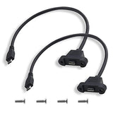 2 Pcs Micro USB 2.0 5 Pin Male to Female Extention Cable 0.3M/1Ft with Panel Mount Hole Including Mounting Screws for Transfering Data with Computer