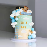 Blue Airplane Cake Topper for Time Flies 1st Birthday and Baby Shower Decor