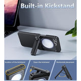 For Samsung Galaxy Z-Flip-5 Case: Rugged Shockproof Samsung Flip 5 Case With Kickstand & Hinge Protection, Slim Full Body Drop Protective Hard Phone Cover For Samsung Z Flip 5 5G(2023) Black