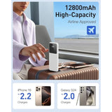 12800Mah Portable Charger With Built In Cables, 22.5W 3A High Speed Charging Travel Essentials, Led Display Slim Powerbank, 4 Outputs 2 Inputs Built-In Usb C&Lightning Cables For Iphone Ipad Android