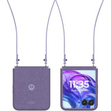 Motorola Razr+ (Plus) 2024 Fresh Lavender Adjustable Cross Body Case - Premium Lanyard Hinge Strap Cover for Stylish Carrying Convenience and Fashionable Drop Protection