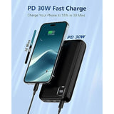 Portable-Charger-Power-Bank - 50000Mah Powerbank Pd 30W And Qc 4.0 Fast Charging External Battery Pack With Usb-C Led 4 Outputs & 2 Inputs Portable Charging For Iphone 15 14 13 Pro, Samsung