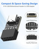 2Pack 9 Pin USB Motherboard Female Header to USB C Adapter, Type C Male to 9Pin Motherboard Serial Female Extender Converter