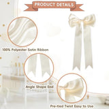 16 Pcs Ivory White Fall Bow Garland Ribbon Banner, Satin Fall Bows Mantel Fireplace Decorations For Autumn Party Thanksgiving Halloween Birthday Wedding Baby Shower Bridal Shower Bachelorette Supplies