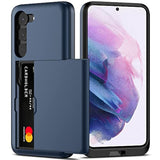 For Samsung S23 Case With Card Holder 5G 6.1 Inch Slim Dual Layer Heavy Duty Protective For Galaxy S23 Case Hidden Card Slot Wallet Case For Samsung S23(Blue)