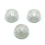 24Pcs Buttons Antique Silver Color Round Shape Flower Pattern Metal Bu