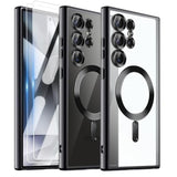 Official Titanium Case for Samsung Galaxy S24 Ultra, Compatible with MagSafe, Full Camera Cover Protection, Metallic Glossy Slim Luxury Phone Case for Galaxy S 24 Ultra, Black