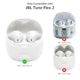 JBL Tune Flex 2 Earbuds Clear Case Protective TPU Skin with Carabiner and Cleaning Pen