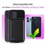 Battery Case For Iphone 13 Pro Max, 14 Pro Max, 14 Plus (6.7 Inch), 2025 Upgraded High Capacity 13800Mah Battery Pack Rechargeable Charger External Charging Case With Tempered Glass Screen Protector