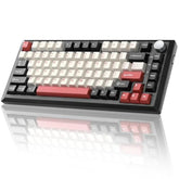 Y75 Wireless Mechanical Keyboard,75% Hot Swappable Custom Keyboard With Knob,Rgb Backlit, Pbt Keycaps,2.4Ghz/Usb-C/Bt5.0 Mechanical Gaming Keyboards(Black&Red,Milk Switch)