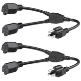 Cable Matters 2-Pack 2 Outlet Power Splitter Cord - 1.2ft, NEMA 5-15P to NEMA 5-15R Y Power Cord Splitter, 16 AWG Outlet Saver, 1.2 Feet