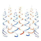 Orange and Royal Blue Foil Swirl Hanging Decoration, Pack of 20