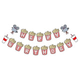 Movie Night Happy Birthday Banner Popcorn Theme Birthday Pennant Decor