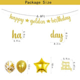 Happy Golden Birthday Balloon Banner,Golden Birthday Party Decorations With Gold Glitter Happy Golden Birthday Banner Cake Topper For 5Th,21St,25Th,30Th,50Th 60Th Golden Birthday Party Supplies