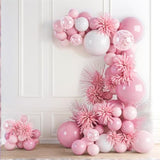 Baby Pink Balloon Arch Kit Garland 152Pcs Different Sizes Of 18 12 10 5 Inch White Light Pastel Pale Metallic Pink Confetti Balloons For Baby Shower Princess Birthday Party Decorations