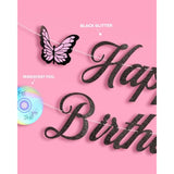 Y2K Birthday Banner - 4.5' | Early 2000S Birthday, Decorations, Butterfly Party, Black, Glitter, Retro, 90S, Cd Decor