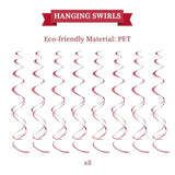 Red Birthday Decorations Kit - 16-Piece Set With Pre-Strung Happy Birthday Banner, Honeycomb Balls, Garland & Swirls | Red Theme Party Supplies For Women Girls Kids, Teens Adults