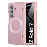 For Galaxy Z Fold 7 Case, Compatible With Magsafe & Privacy Screen & Hinge Protection, Drop Protection, Slim Magnetic Translucent Matte Protective Phone Case For Samung Z Fold 7 (Pink)