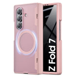 For Galaxy Z Fold 7 Case, Compatible With Magsafe & Privacy Screen & Hinge Protection, Drop Protection, Slim Magnetic Translucent Matte Protective Phone Case For Samung Z Fold 7 (Pink)