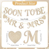 Wedding Shower Banner, Soon to Be Mr & Mrs Sign Banner for Bridal Shower Decorations Gold Glitter Wedding Decorations for Home Party Engagement Bridal Bachelorette Party