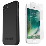 OtterBox Symmetry Series Case for iPhone SE 3rd Gen (2022), iPhone SE 2nd (2020), iPhone 8, iPhone 7 (NOT Plus) w/Tempered Glass Screen Protector, Bundle - Bulk Packaging - Black
