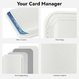 Stronger Magnetic Wallet Cell Phone Card Holder For Iphone 15 Series, Rfid Leather Phone Wallet Stick On Series Of Iphone 14/13/12 Pro/Promax And Devices, White