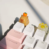 Cartoon Capybara Keycap,Custom 3D Handmade Clay Artisan Esc Keycap,Cute Keycaps Personalized Replacement Key Caps For Cherry Mx Mechanical Gaming Keyboard (Orange Capybara)