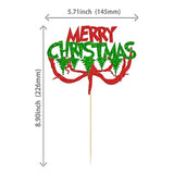 Merry Christmas Red Green Glitter Cake Topper Holiday Party Decoration