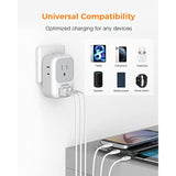 USB Charger Block, 4-Box Splitter with 3-Port Wall Charger for Travel & Office