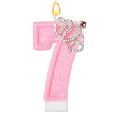 Pink Birthday Candle Crown Number 7 Candles Cake Candle,Pink Birthday Cake Topper Cupcake Decorations Party Decor For Girls And Women Anniversary Celebrations Supplies Favors
