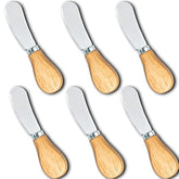 Little Cheese Spreader Knives, Wooden Handle, 5 Inch, Stainless Steel Cocktail Knives Spreaders For Condimets, Cheese, Butter, Charcuterie Board Accessories