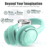 Bluetooth Wireless Headphones Over Ear, 65H Playtime And 6 Eq Music Modes With Microphone,Hifi Stereo Foldable Lightweight Headset, Deep Bass For Home Office Cellphone Pc Etc.(Green)