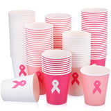 150 Pcs 8.5 oz Breast Cancer Awareness Paper Cups Pink Ribbon Supplies Bulk