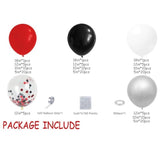 155Pcs Red Black And White Balloon Garland Arch Kit, Different Size Red Black White Silver Confetti Balloons For Shower Birthday New Year Graduation Wedding Racing Car Poker Party Decorations