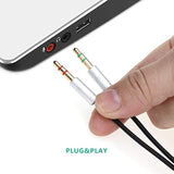 Headset Splitter Cable For Pc 3.5Mm Jack Headphones Adapter Convertors Forpc 3.5Mm Female With Headphone/Microphone Transform To 2 Dual 3.5Mm Male For Computer Y Splitter Audio(Silver)