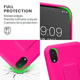 kwmobile Case Compatible with Apple iPhone XR - Case with Hand Strap and Stand Soft TPU Silicone Coating - Neon Pink