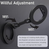 Double Magnetic Ring Phone Holder – Attach To Any Iron Surface | 1/4" Screw Hole | Compatible With 16/15/14/13/12 Pro Max Series & Magsafe Cases (Ms-01-Black)
